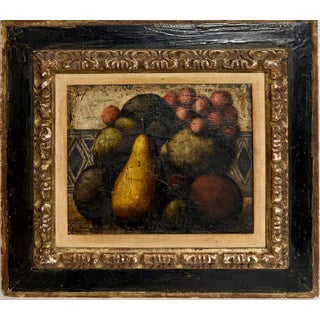 Philippe Auge, French Surrealist Oil Painting Pears, Fruits Textured Still Life Art Deco Style For Sale