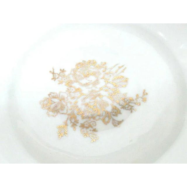 Porcelaine de France Hand Painted Whitend Gold Centerpiece Bowl Dish For Sale - Image 9 of 11