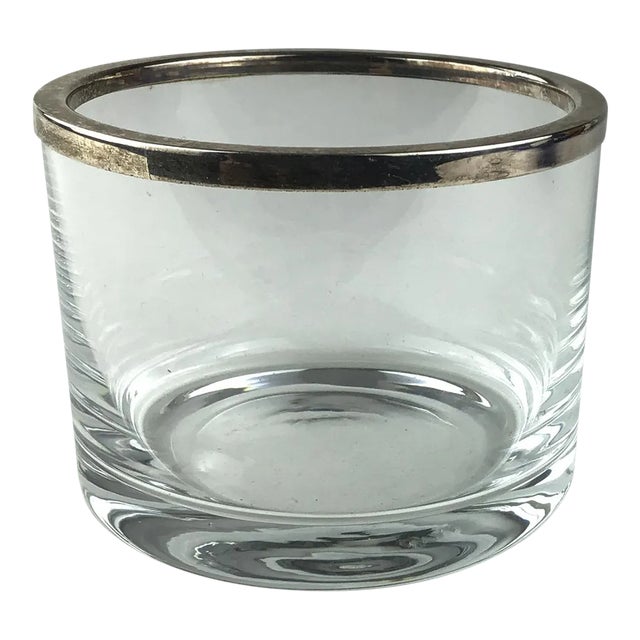 Silverplated Rimmed Glass Trinket Dish or Salt Cellar For Sale