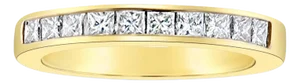 Princess Cut Diamond Wedding Band 14k Yellow Gold, Size 6