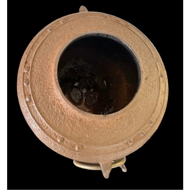 Brown Antique Meiji Japanese Chagama Iron Metal Tea Kettle For Sale - Image 8 of 15