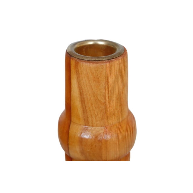 Rustic Pine Candlestick Holders - a Pair For Sale - Image 4 of 7