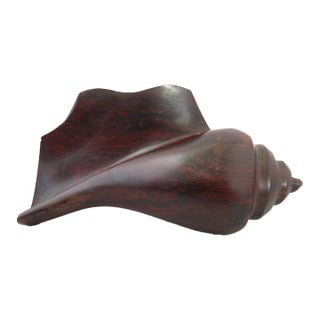Ironwood Hand Carved Conch Sea Shell Sculpture 7 Inches For Sale