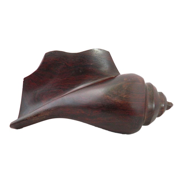Ironwood Hand Carved Conch Sea Shell Sculpture 7 Inches For Sale