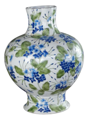 2 Late 20th Century Due Process Stable Chinoiserie Lilac Floral Porcelain Polychrome Flower Vase
