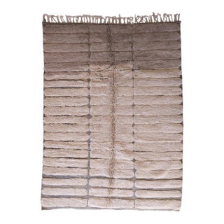 Beige Contemporary Moroccan Beni Mrirt Wool Rug - 10.3 X 7 Ft For Sale