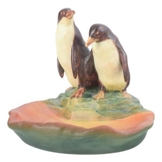 Ceramic Bowl with Two Penguins from Ipsens Enke, Denmark, 1920s For Sale