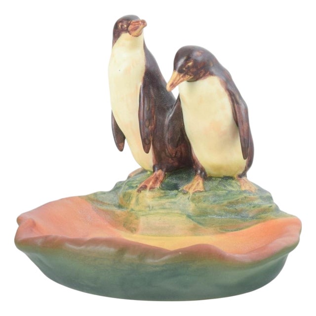 Ceramic Bowl with Two Penguins from Ipsens Enke, Denmark, 1920s For Sale