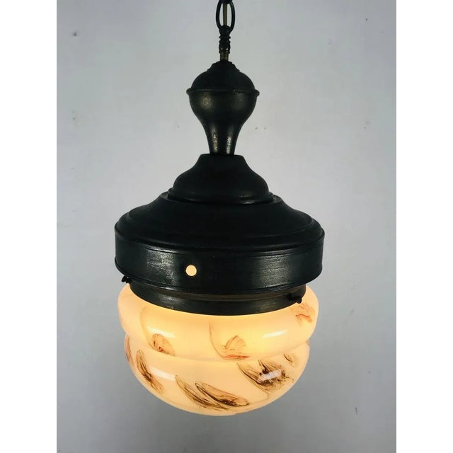 Antique Marble Glass Ceiling Lamp, 1920s For Sale - Image 10 of 17