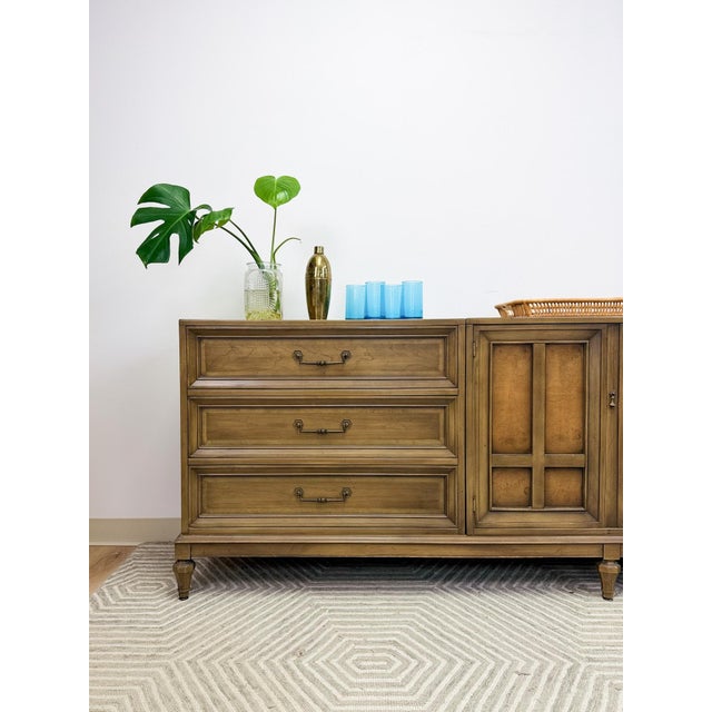 Mid 20th Century MCM Modular Three Piece Buffet Console Server Vintage Grey Green Server For Sale - Image 5 of 15