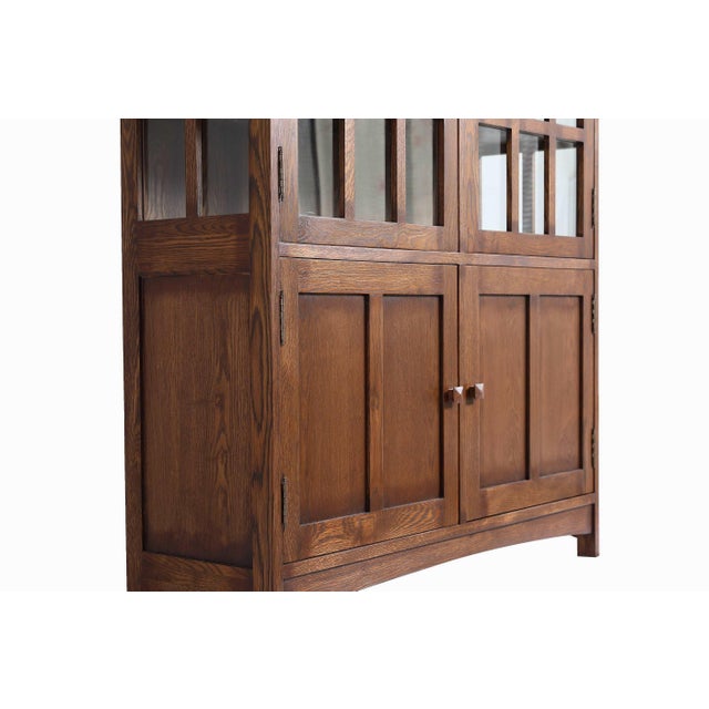 2020s Mission Oak 4 Door Display China Cabinet - Walnut - 49"w For Sale - Image 5 of 13