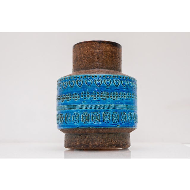 Vintage Rimini Blue Ceramic Vase by Aldo Londi for Bitossi, Italy, 1960s For Sale - Image 10 of 13