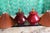 1920s Pair of Red Glass Art Deco Table Lamps With Orange Pleated Lampshades For Sale - Image 6 of 18