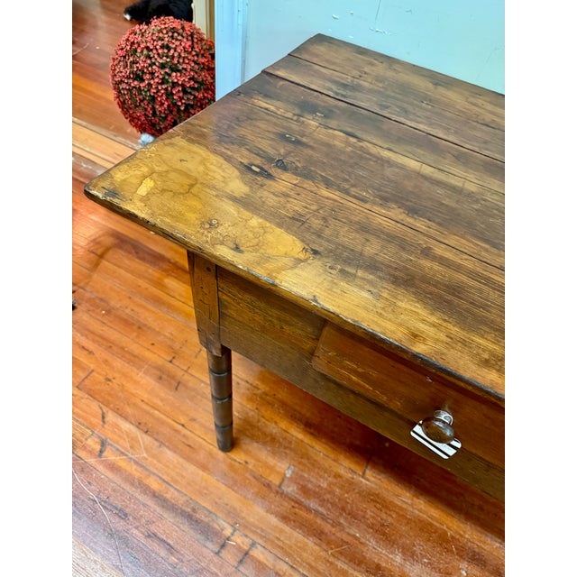 19th Century Early American Primitive Pine Tavern or Huntboard Table For Sale - Image 12 of 14