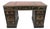 Chinoiserie Ebonized Hand Painted Kneehole Leather Top Desk For Sale