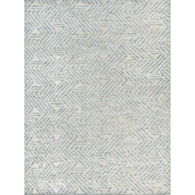 Exquisite Rugs Eaton Hand-Knotted New Zealand Wool & Bamboo Silk Ivory/Blue Rug-9'X12' For Sale