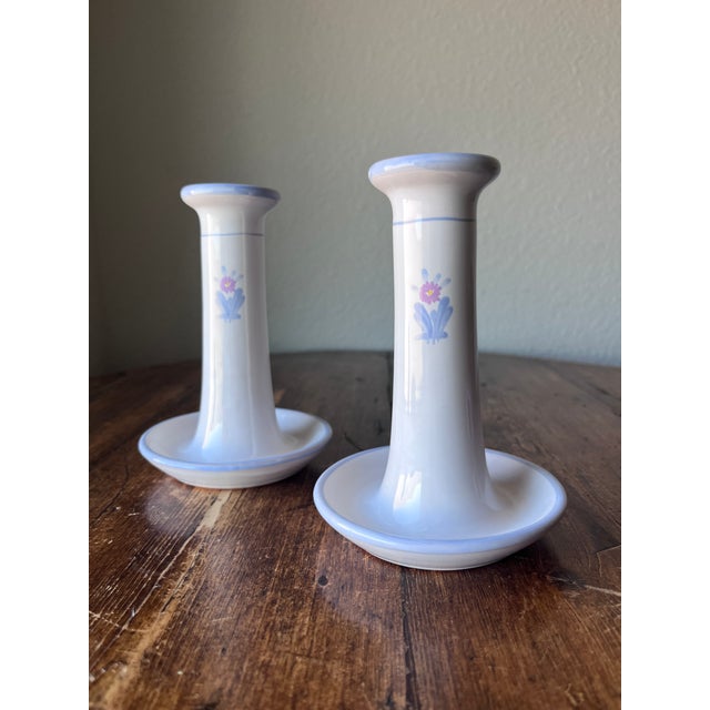 Late 20th Century Pair of Dieulefit PHP Pottery Made in France Candlestick Holders For Sale - Image 5 of 10