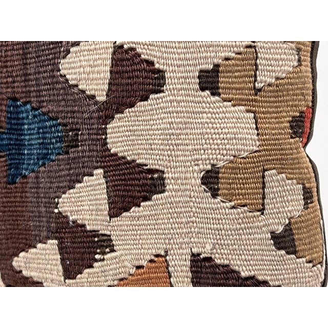 Vintage Turkish Kilim Pillow | Handwoven Wool Decorative Cushion | 11 in X 14 In For Sale - Image 12 of 12