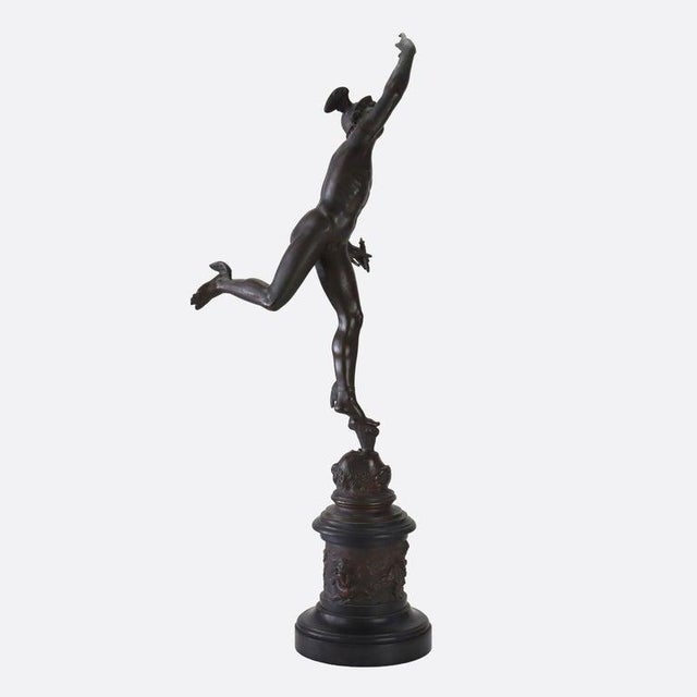 Grand Tour 36” Classical Bronze Sculpture of Mercury on Breath of Zeus C1890 For Sale - Image 14 of 16