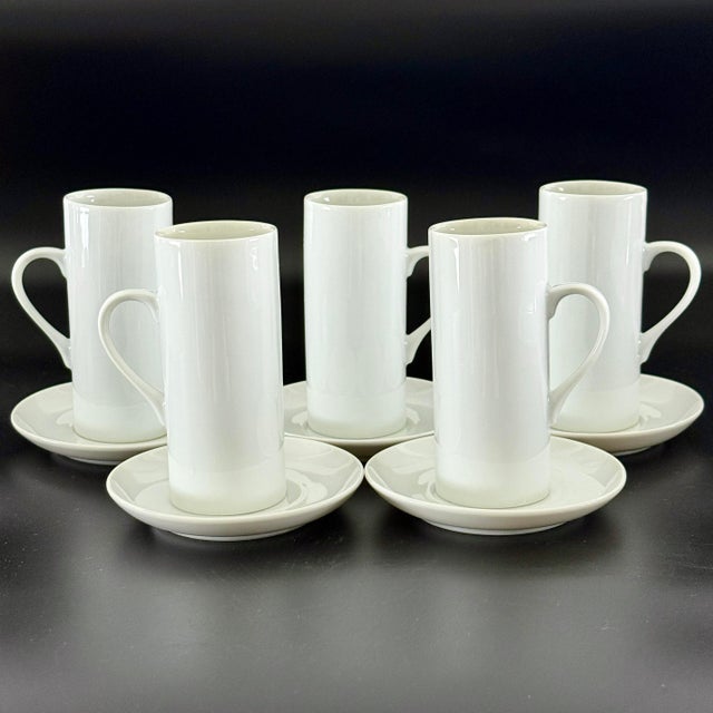 Lagardo Tackett 1960s LaGardo Tackett for Schmid Porcelain Demitasse Espresso 4" Cups With Saucers - Service for 5 For Sale - Image 4 of 8