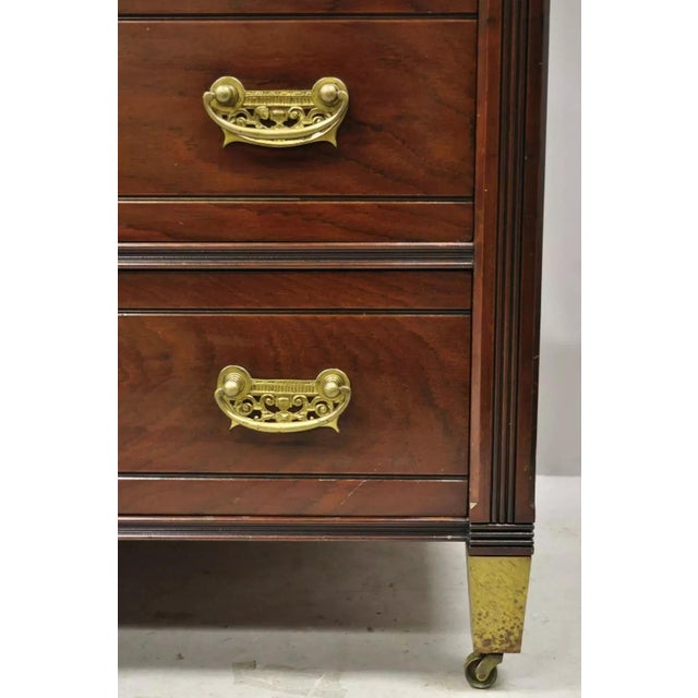 Traditional Antique Herts Brothers Edwardian Bronze & Satinwood Inlay Mahogany Chest Dresser For Sale - Image 3 of 12