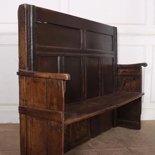 Narrow 18th C West Country tavern settle with old paint and a lovely worn surface. 1780. Seat height is 19". This piece is...