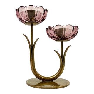 Mid-Century Swedish Brass Candlestick by Gunnar Ander For Sale