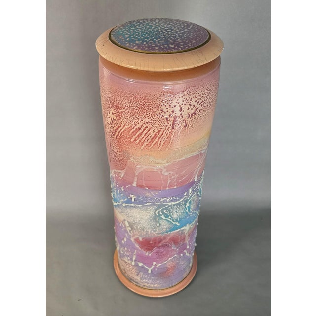 Postmodern Monumental 25" Steven Forbes-deSoule Ceramic Lidded Urn Vase 1988 For Sale - Image 3 of 16