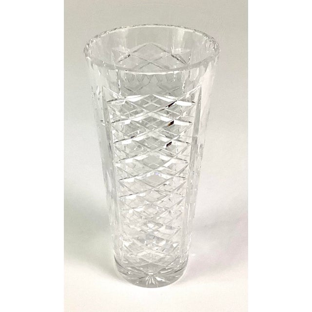 Large 1980s Contemporary Cut Glass Vase For Sale - Image 4 of 8