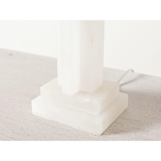 Geometric Alabaster Lamp With Paper Shade For Sale - Image 4 of 4