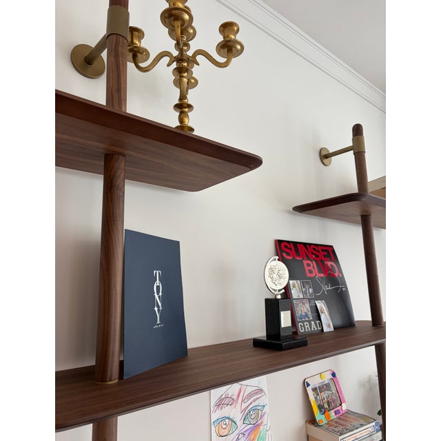 Contemporary Ketch Bookcase-Wood/Brass Lacquered Steel For Sale - Image 3 of 7