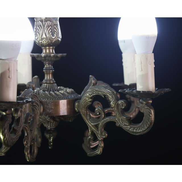 Vintage Brass Chandelier, 1960s For Sale - Image 12 of 14