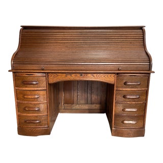1920s Antique Edwardian Roll Top Desk For Sale