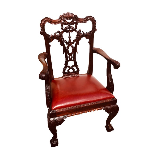 English Set of Eight English Carved Mahogany George III Style Dining Chairs, Circa 1870 For Sale - Image 3 of 7
