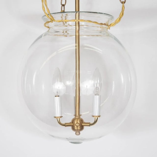 Contemporary "Fishbowl" Glass and Brass Pendant For Sale - Image 3 of 9