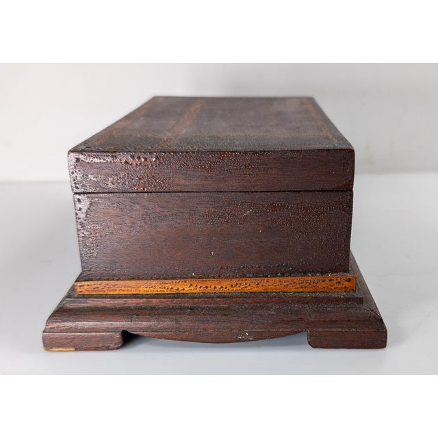 Brown Early 20th Century Folk Art Inlaid Wood Dresser Box With Alligator Surface For Sale - Image 8 of 14