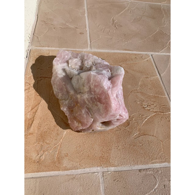 Rose 1980s Large Raw Rose Quartz Crystal Stone For Sale - Image 8 of 11
