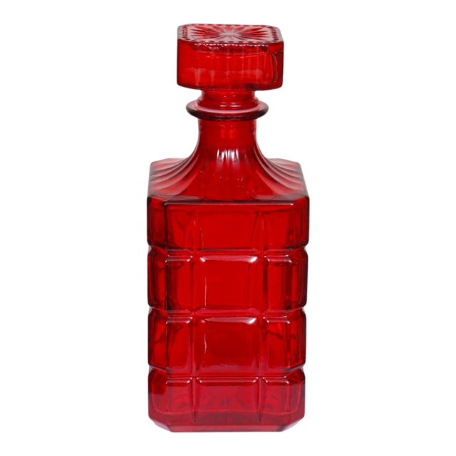 Godinger Radius Red Crystal Decanter For Sale