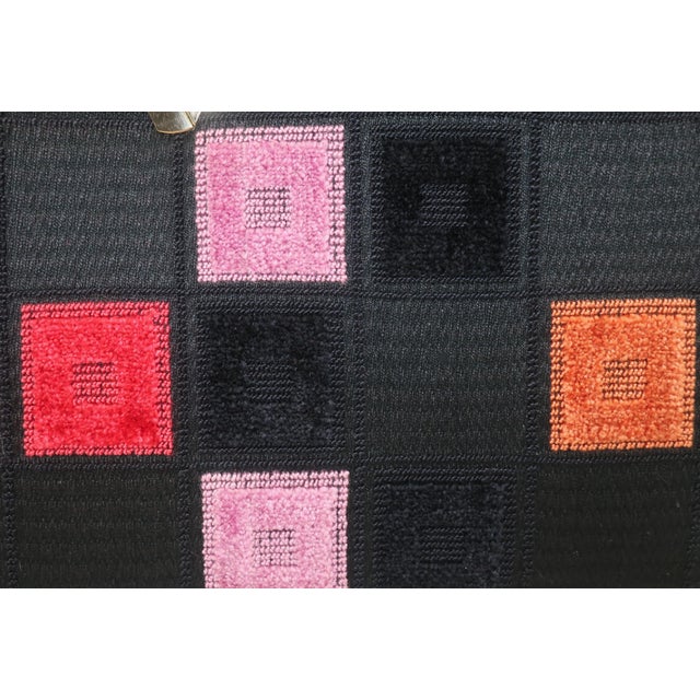 Mid-Century Modern Lewis Black Cut Velvet Mod Handbag With Geometric Pattern, 1960's For Sale - Image 3 of 13
