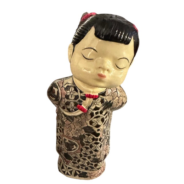 Late 20th Century A Pair of Late 20th Century Oriental Hand Painted Figurines For Sale - Image 5 of 10