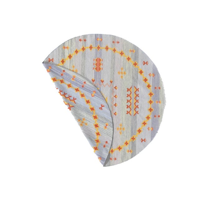 Traditional Pasargad DC Light Blue Fine Hand Knotted Moroccon Round Rug For Sale - Image 3 of 3