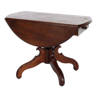 Antique Victorian Walnut Drop Leaf Table C1890 For Sale