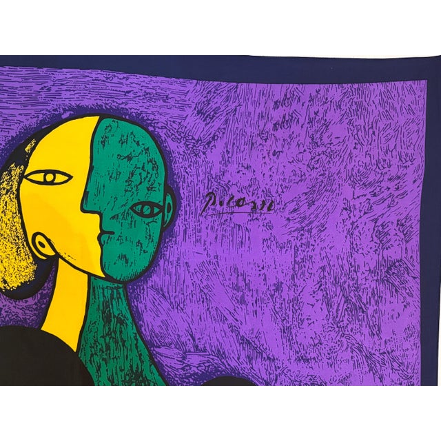 Textile Vintage French Scarf after Pablo Picasso Cubist Portrait of "Femme Assise 1980s For Sale - Image 7 of 12