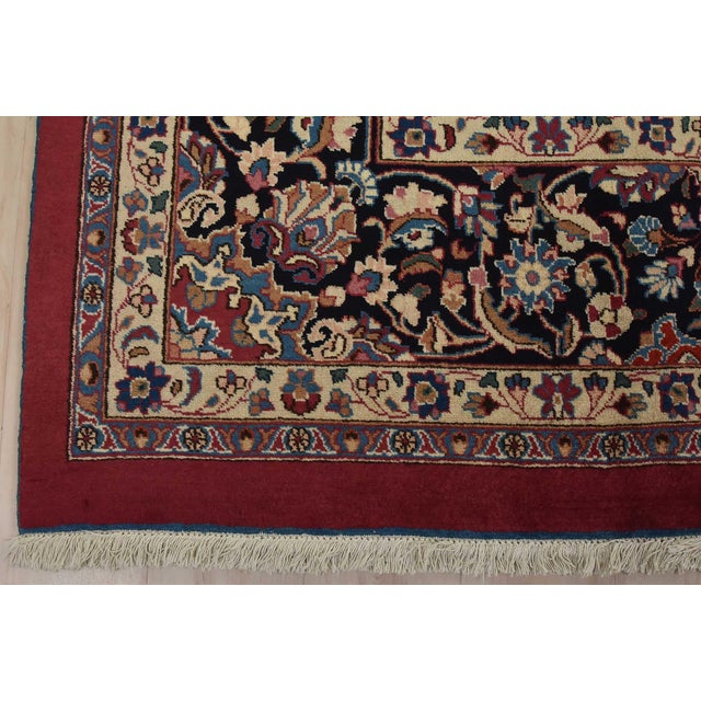 Mashad Rug 9’11” X 13’1” Red Wool Vintage Traditional Hand-Knotted Carpet For Sale - Image 12 of 15