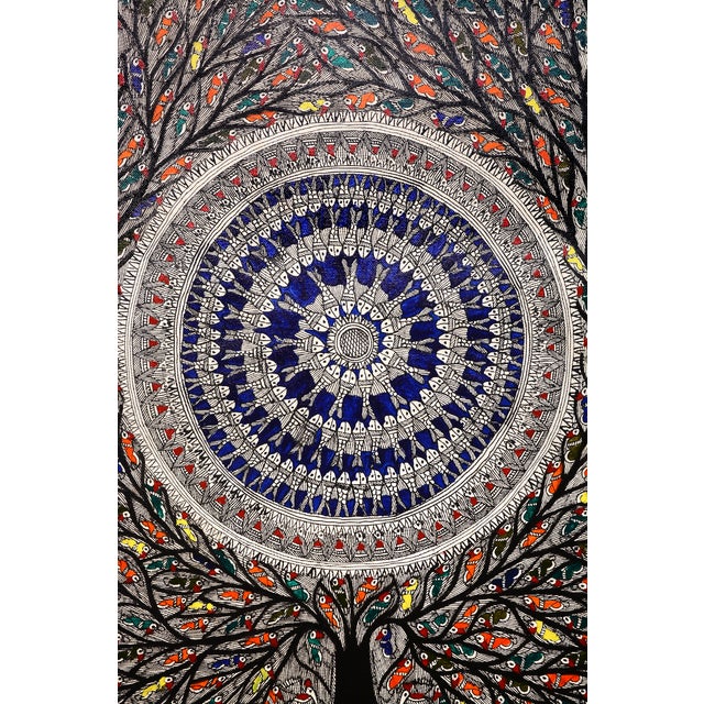 Celebrate the beauty of traditional Indian folk art with this captivating hand-painted Madhubani painting by Mamta Devi, a...
