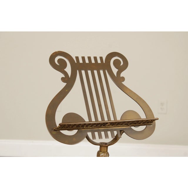 Rococo Vintage Brass Lyre Music Stand For Sale - Image 3 of 12