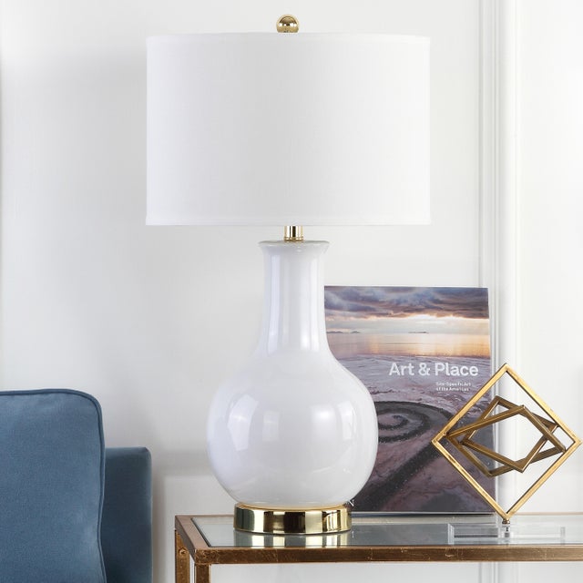 Modern 27.5-Inch H Ceramic Table Lamp - White For Sale - Image 3 of 7