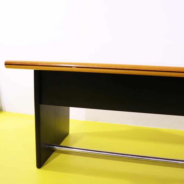 Vintage Desk with Wooden Top and Black Lacquered Sides For Sale - Image 6 of 11