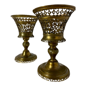 Set of Two Early 20th Century Brass Compote or Candle Holders