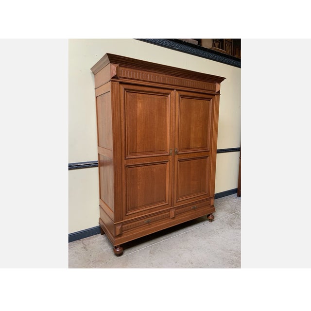 Brown Antique Art Nouveau Wardrobe in Oak, 1900 For Sale - Image 8 of 11